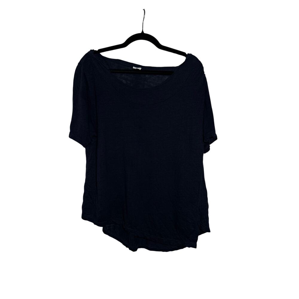 Poetry Shirt Women's 12 Navy Blue 100% Linen Lagenlook Art Teacher